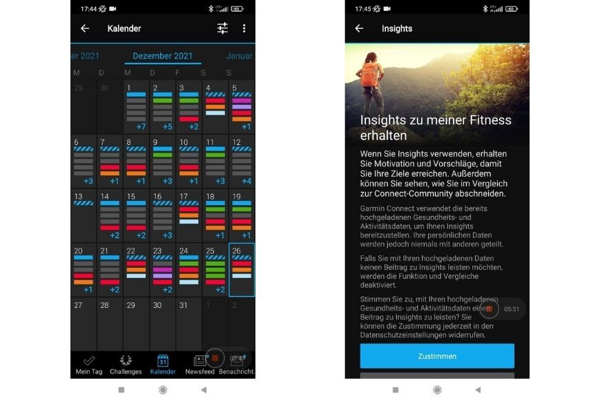 План тренировки в приложении.